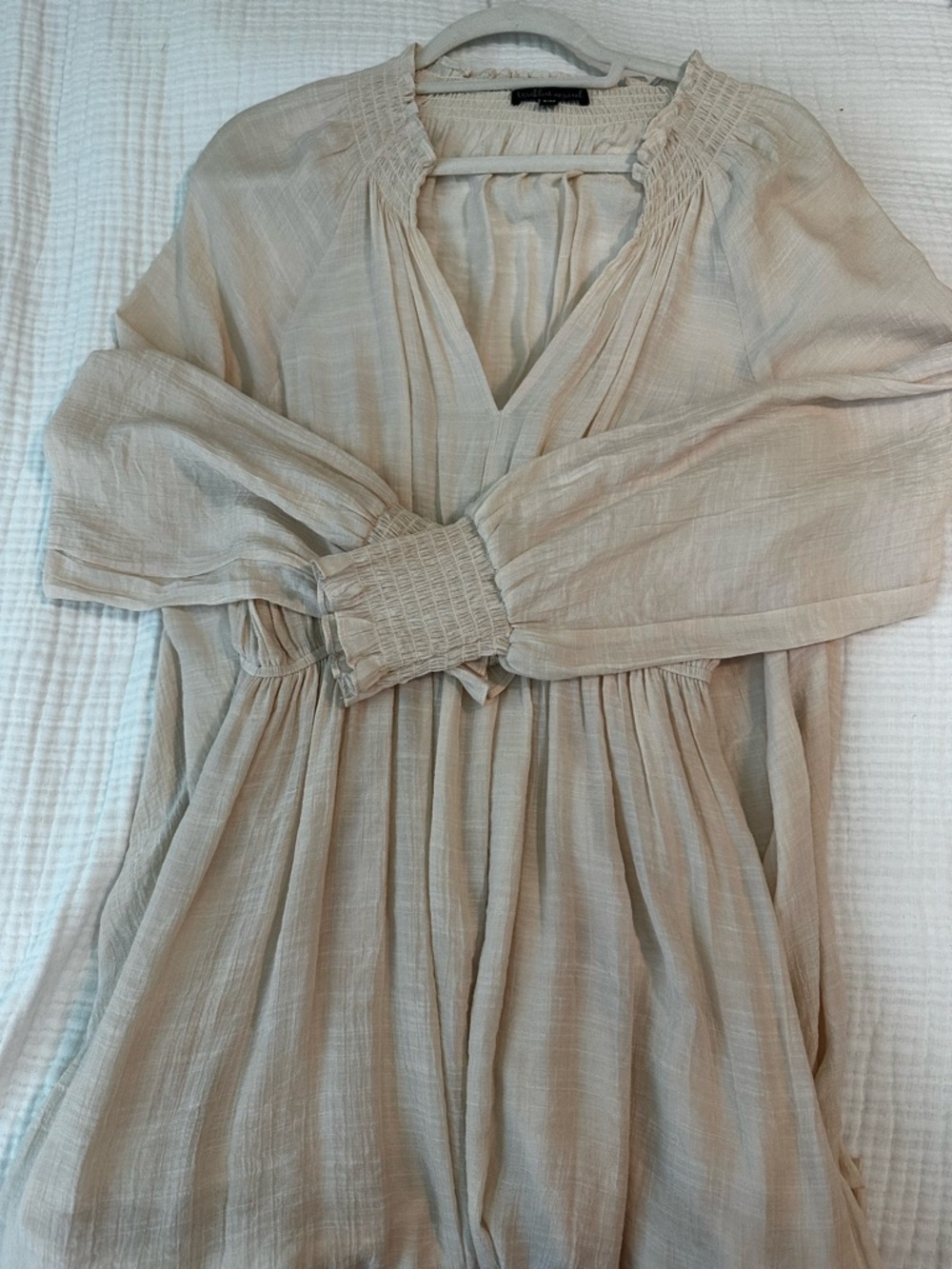Light Beige Peasant Maxi Dress